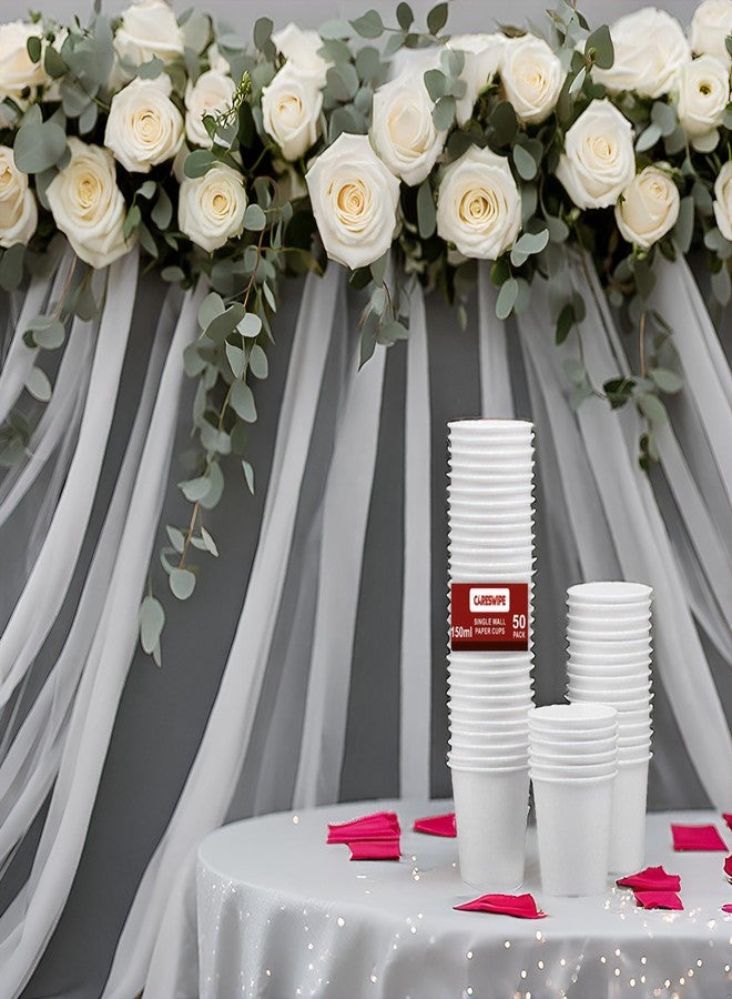 Careswipe Paper Cups 50 Pcs, Disposable Cups, 150 ML Hot & Cold Beverage Tea, Cofee, Water Cups for Parties, Events, Offices, and Homes, White - Image 3
